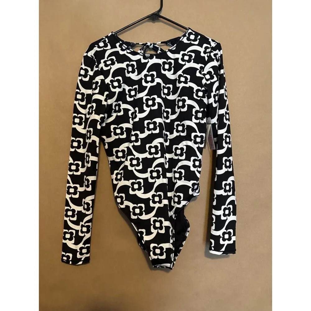 NWT Hurley Mod Max S Geo Floral Cheeky Rashguard One Piece Surf Suit Swimsuit